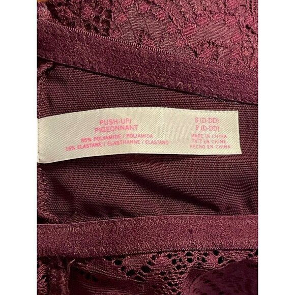 PINK Victoria's Secret Lace Bralette Women's Burgundy Floral Adjustable Size S - Picture 4 of 7